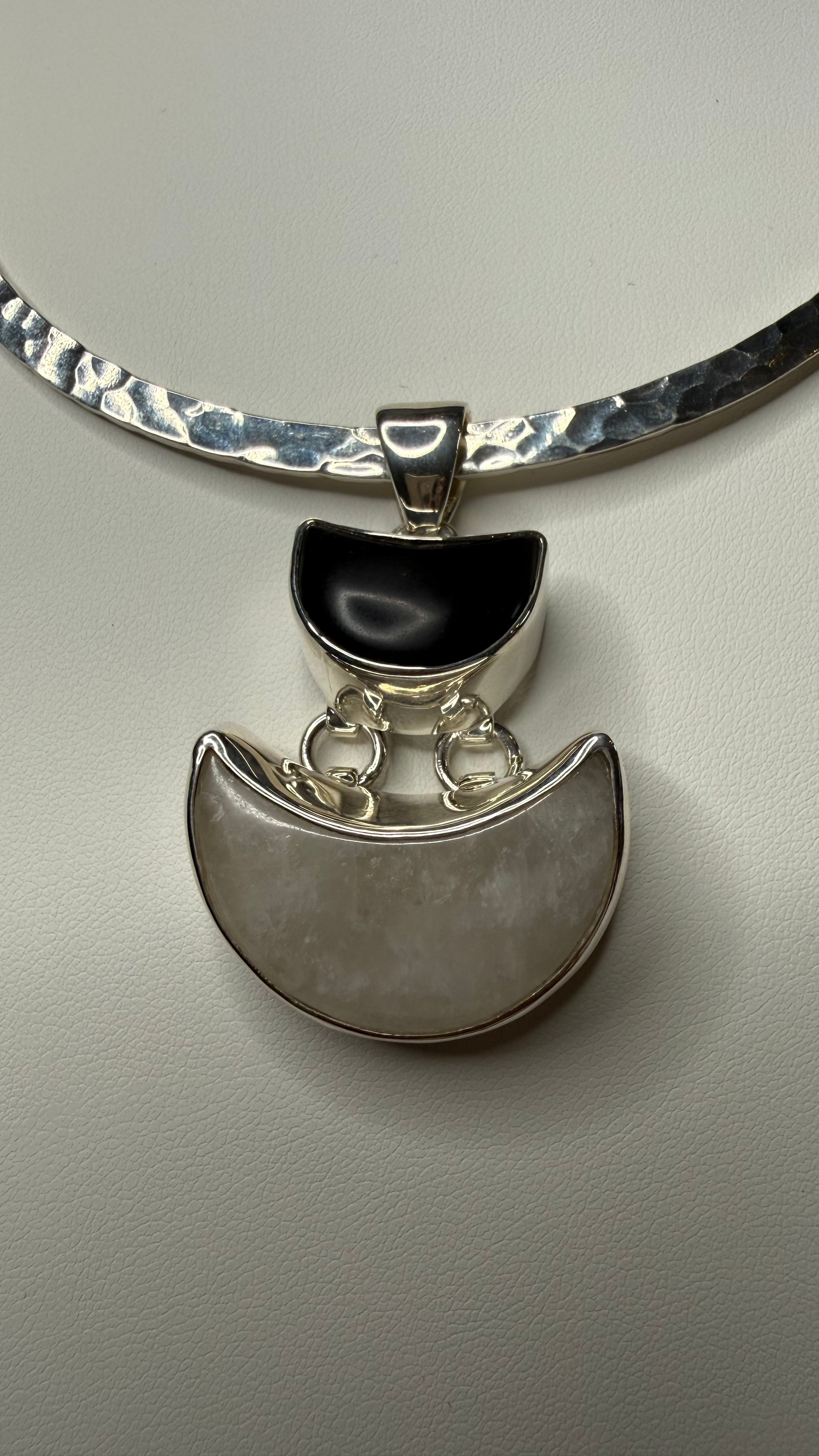 Double Moon Pendant in Sterling Silver