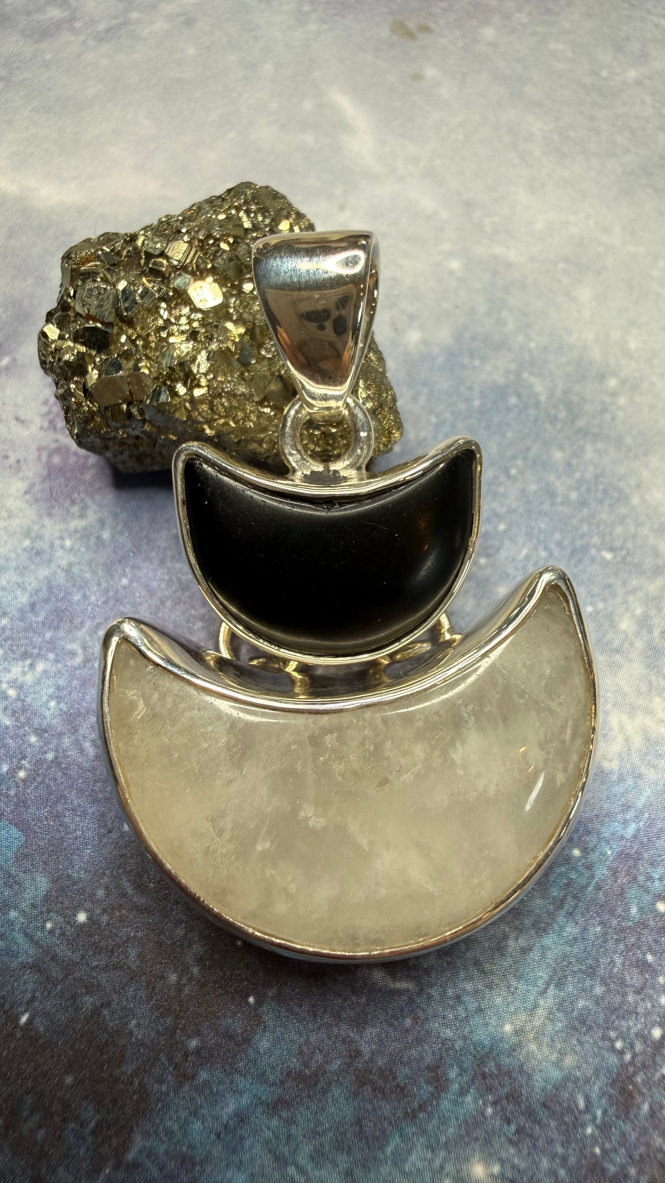 Double Moon Pendant in Sterling Silver